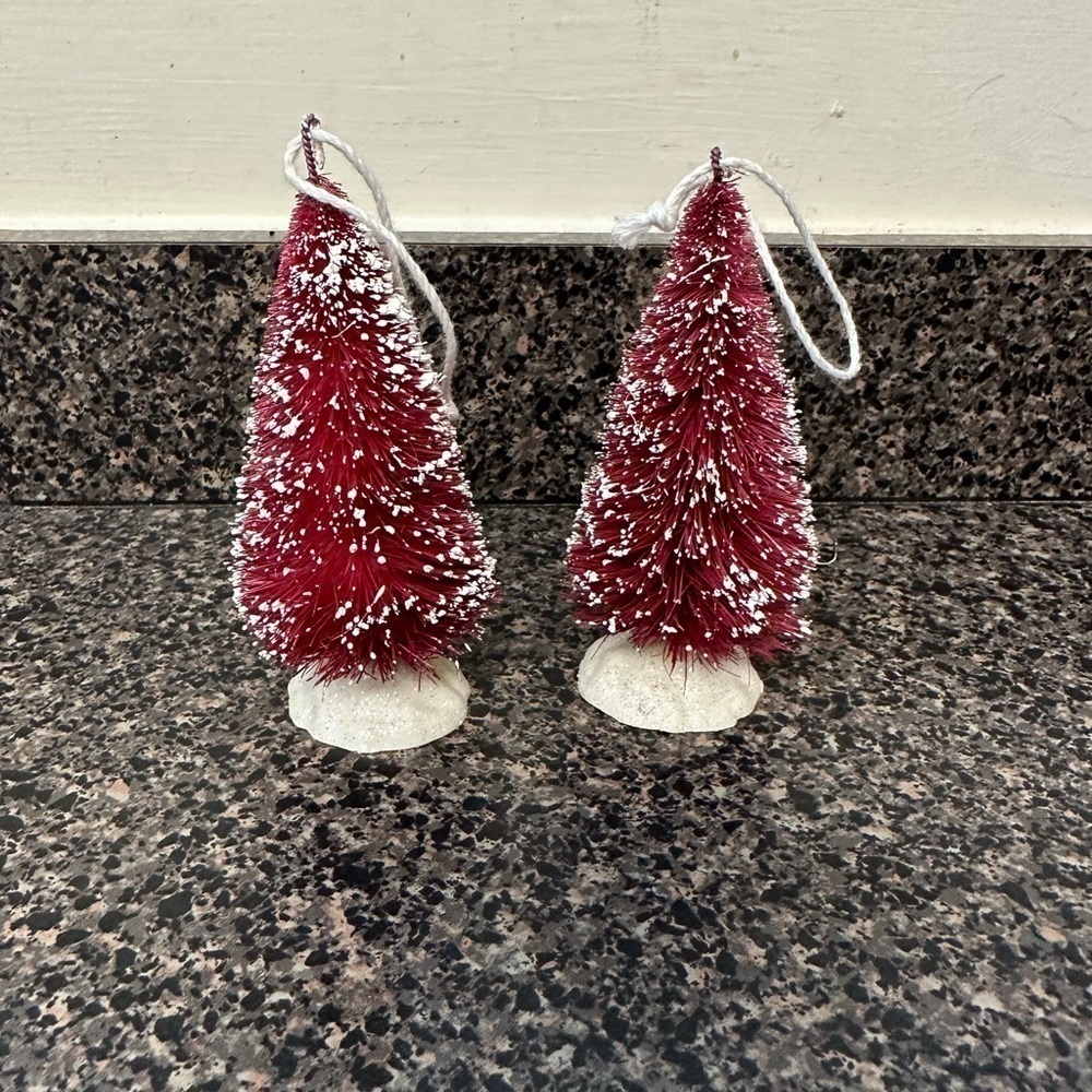 Christmas Bottlebrush Tree Ornaments Set Of Two